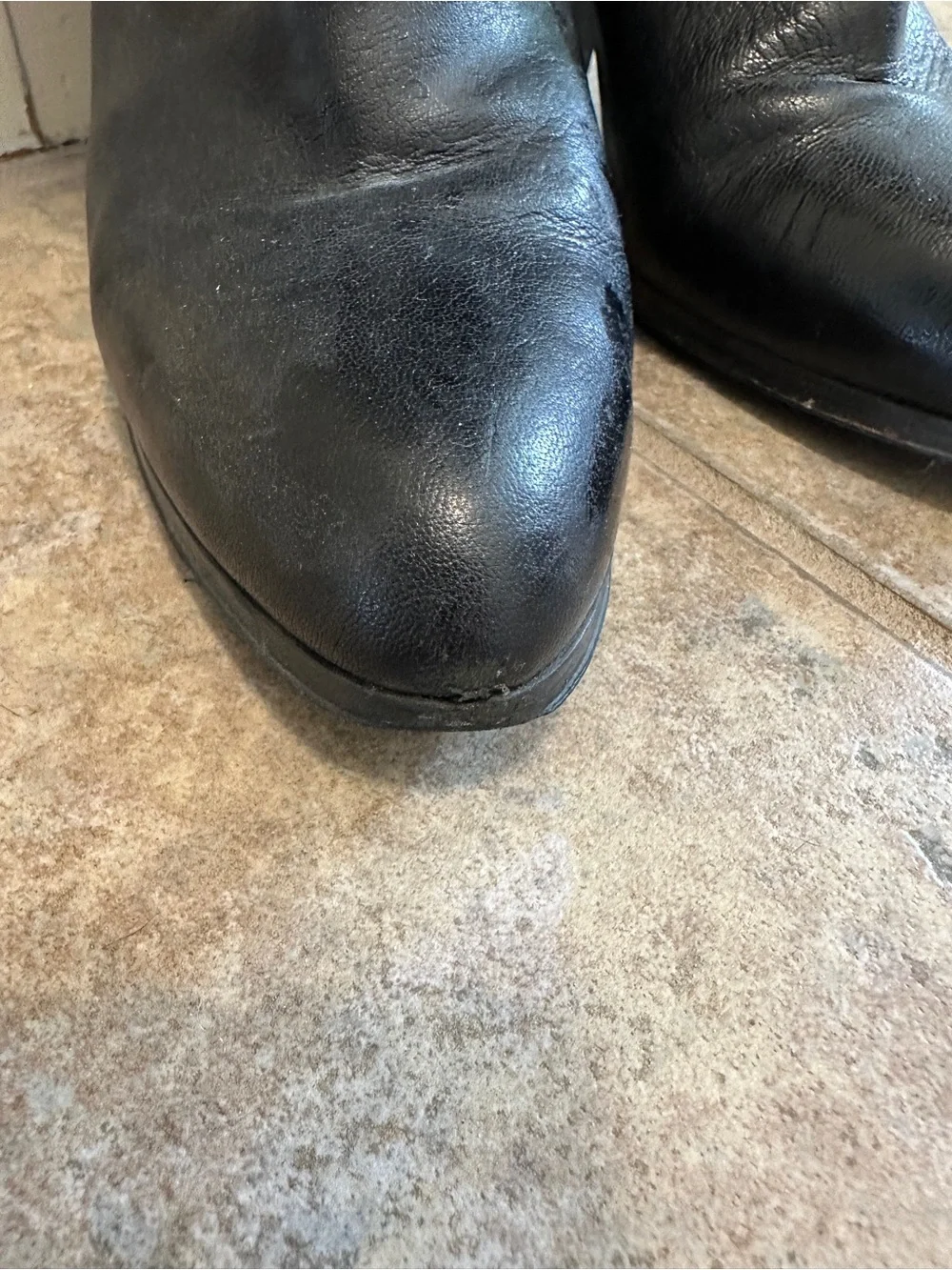 Black Genuine Leather and Suede Knee High Slouch Boots - size 37 size 7